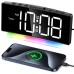 WOCBUY Alarm Clocks for Bedrooms, [Large Display] Digital Clock with Curved Design, Alarm Clock for Heavy Sleepers, USB Charging Port, 3 Levels Volume, 7 Color Night Light, Dual Alarms, 12/24h