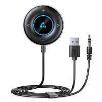 WOCBUY Bluetooth Car Adapter, [Plug and Play] Bluetooth Receiver with 3.5mm AUX Jack, Supports Hands-Free Calls, Dual Connection